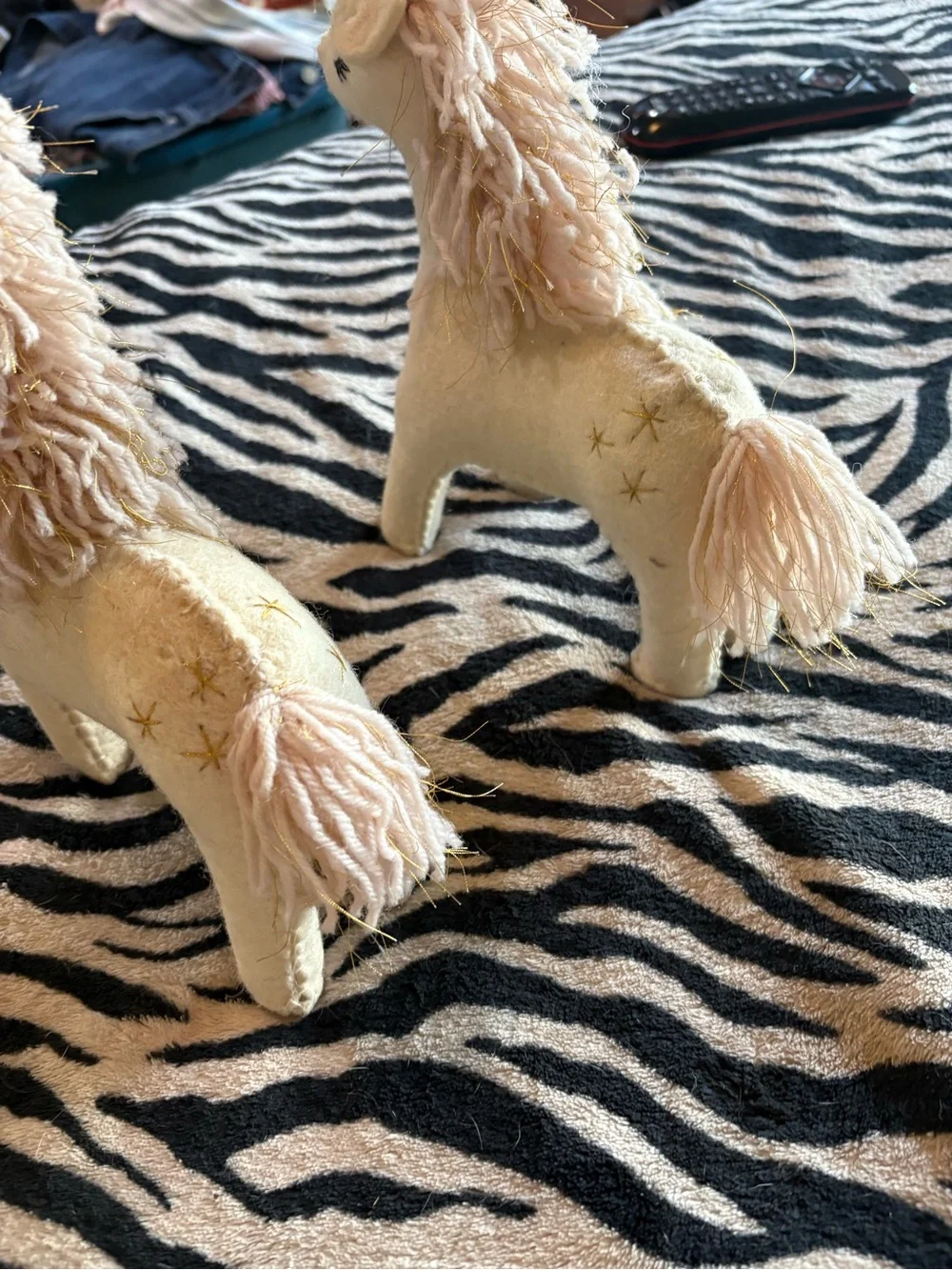 Mud Pie Cream Plush Unicorn Duo Bookends